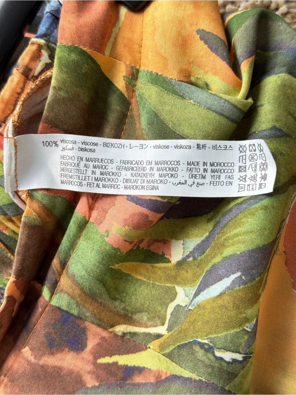 Oysho Tropical Print Wide Leg Palazzo Pants Size L Elastic Back Viscose Resort - Picture 7 of 12